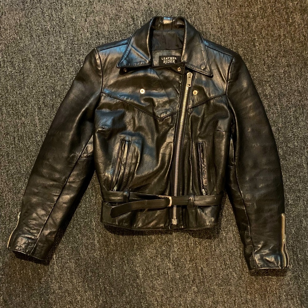 Woman’s leather motorcycle jacket size 12